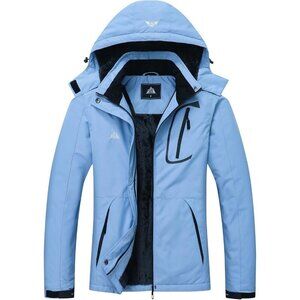 Women's Denim Blue Ski Jacket Coat Winter Warm Waterproof  Hiking Snowboarding